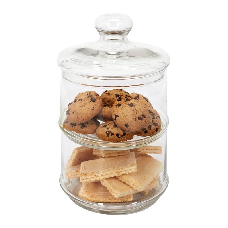 Staklena činija na dva nivoa sa poklopcem - detalj