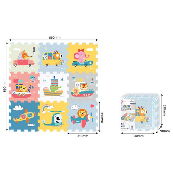 Podne puzzle Transport 9 komada 310x310x10mm - detalj