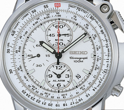 Seiko Pilotski Ručni Sat sa Hronografom, Alarmom i Kožnom Narukvicom SNAB71P1 - detalj