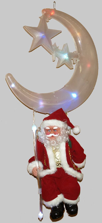 Novogodišnji Svetleći Ukras sa LED Sijalicama Deda Mraz Sa Zvezdama, Mesecom i Merdevinama 41-876 - detalj