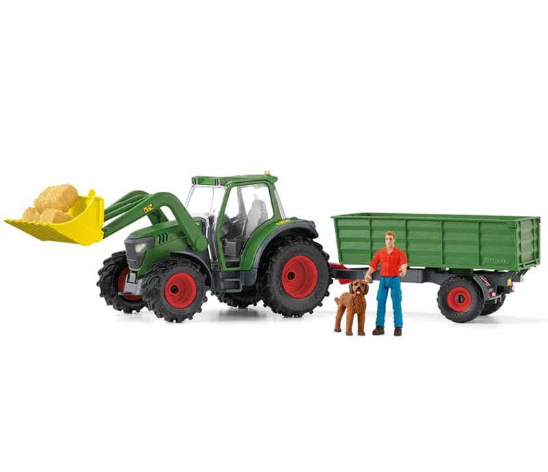 Traktor sa prikolicom i figure farmera i psa Schleich® 42608 - detalj