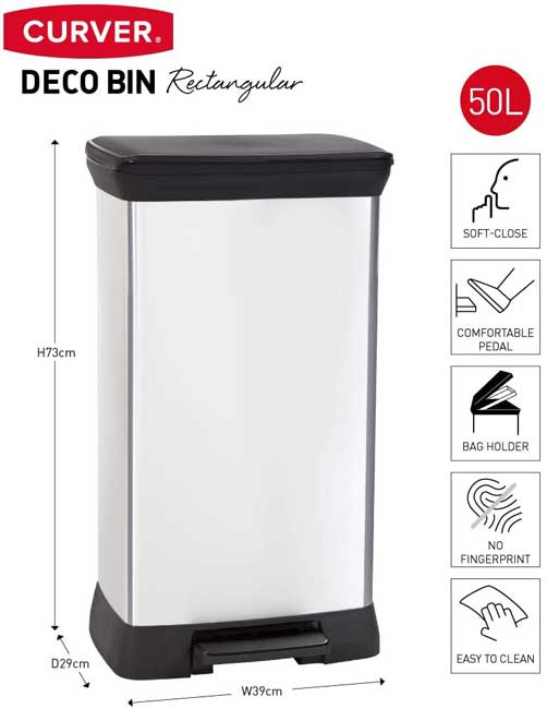 Curver kanta za otpatke 50L Deco srebrna CU 02162-582 - detalj