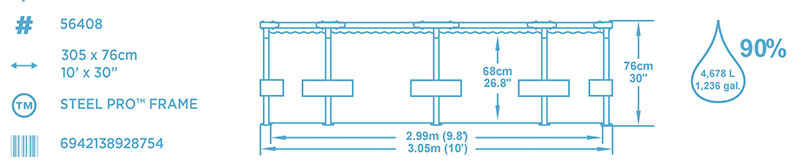 BestWay Bazen Za Dvorište Sa Metalnom Konstrukcijom 305 x 76 cm - detalj