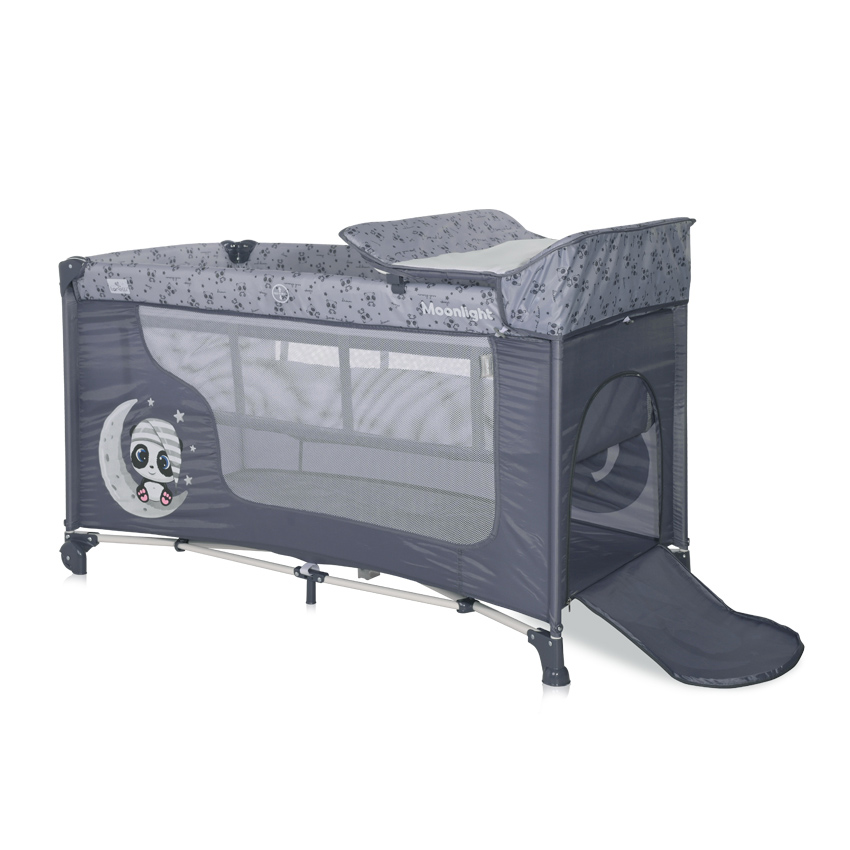 Lorelli Prenosivi krevetac za bebe Moonlight 2 nivoa Cool grey pandas 10080412362 - detalj