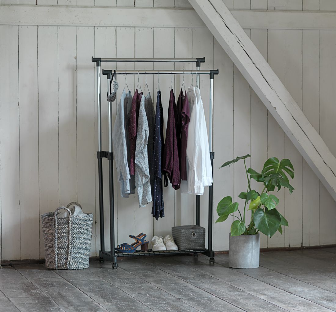 Dupli stalak za odeću sa policom za obuću Spider - detalj