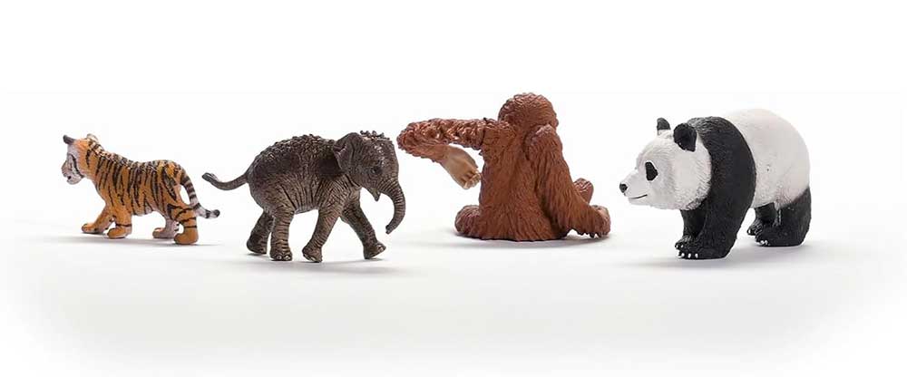 Schleich® Figure Divlje životinje Azijske životinje - Panda, orangutan, slon, tigar 42736 - detalj