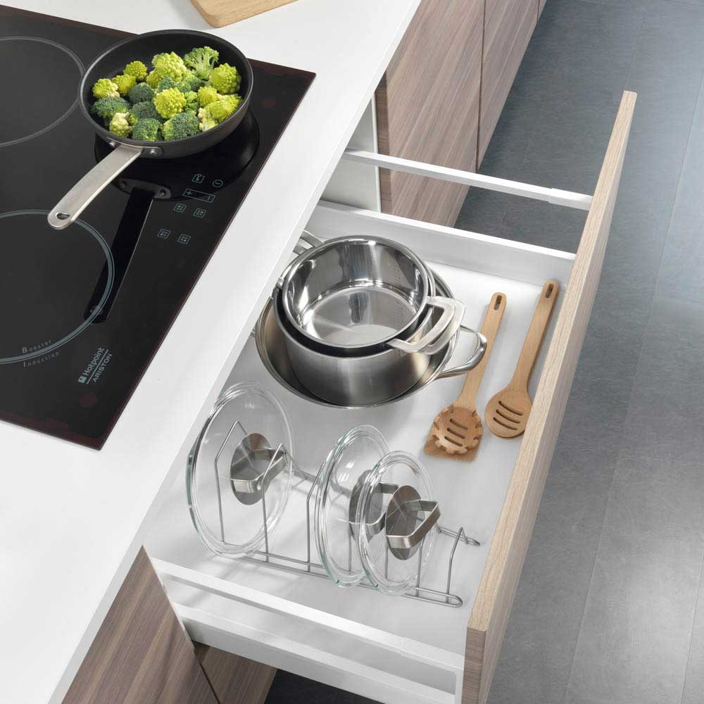 Kuhinjska polica - nosač Postolje za Poklopce, Tanjire, Daske Za Sečenje Metaltex Cricket 36.10.06 - detalj