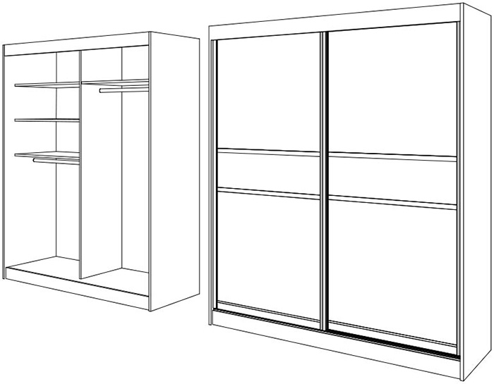 Klizni plakar Insert Plus sa 2 krila i 2 fioke - detalj