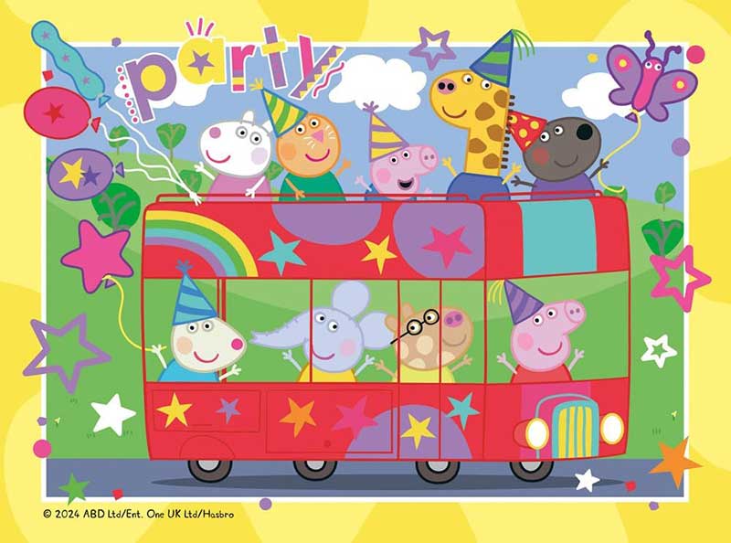 Puzzle slagalica za decu 4u1 Peppa Pig Party Ravensburger 12004016 - detalj