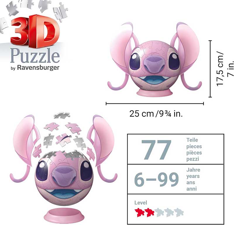 3D Puzzle slagalica 72 dela Disney Stitch Angel Ravensburger 11639 - detalj