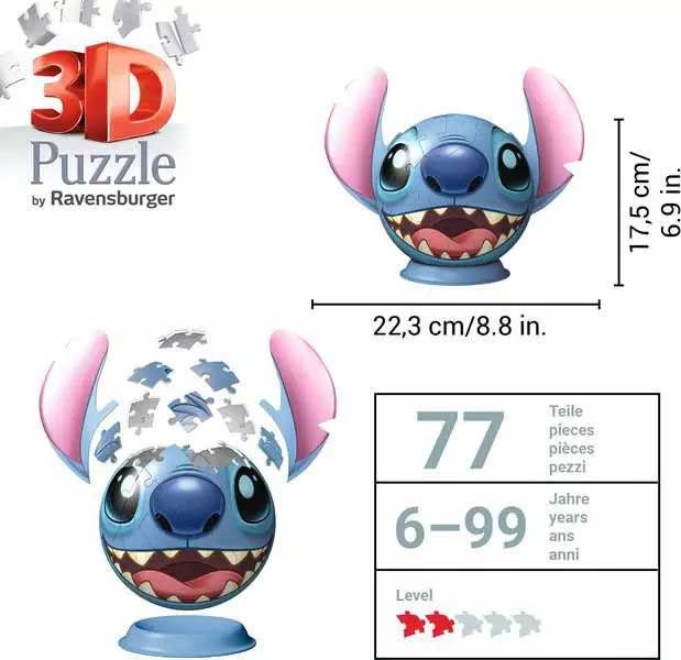 3D Puzzle slagalica 72 dela Disney Stitch Ravensburger 11574 - detalj