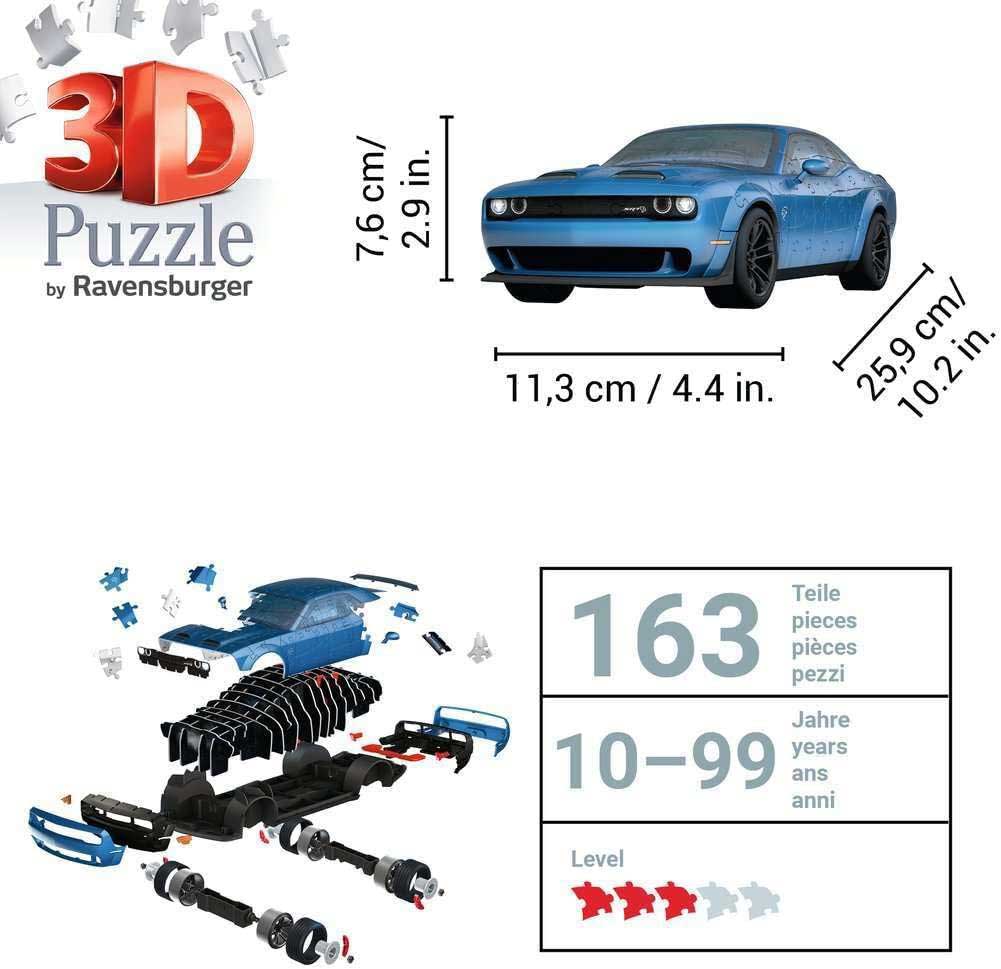 3D Puzzle Automobil Dodge Challenger SRT® Hellcat Redeye Widebody blue Ravensburger 11283 11283 - detalj