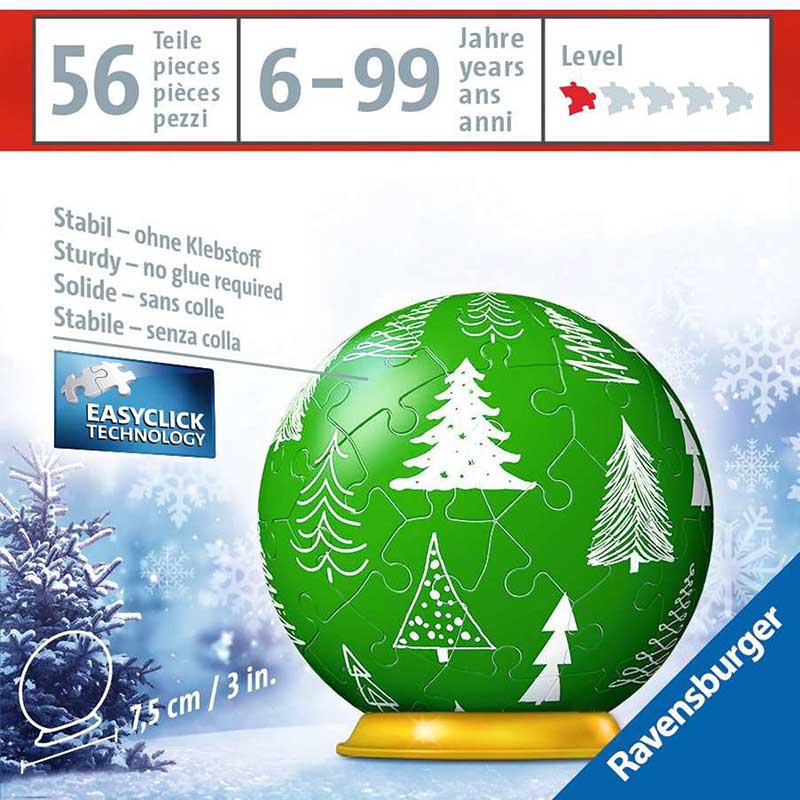 Novogodišnja kugla 3D Puzzle 54 dela Winter green Ravensburger 11270 - detalj