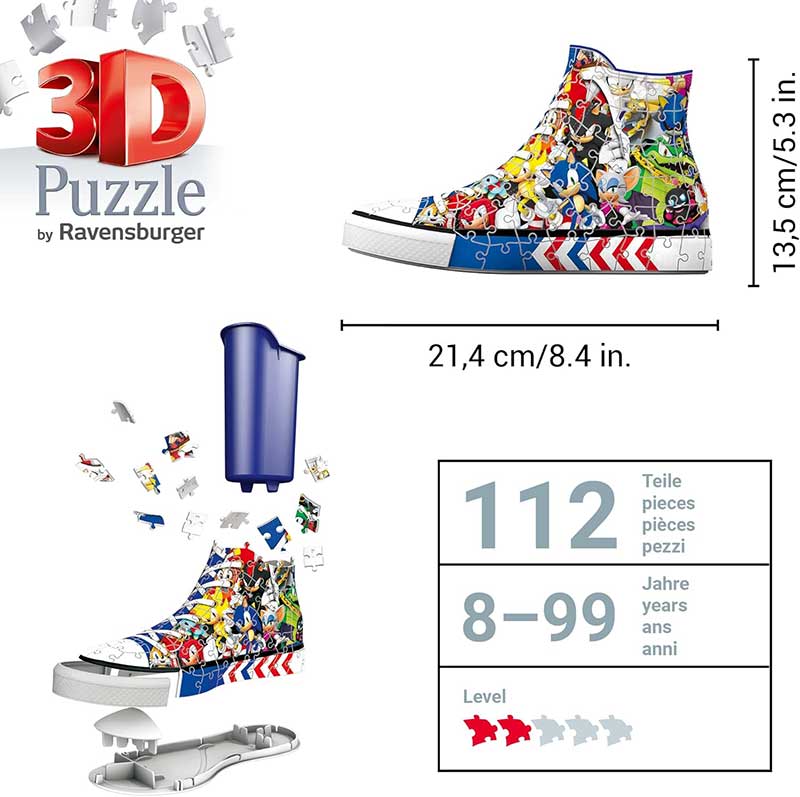 3D Puzzle slagalica 108 delova Patika Kutija za olovke Sonic Ravensburger 11593 - detalj
