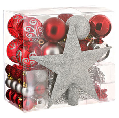 Jelka Sa Snežnim Vrhovima Snowy 150 cm i ukrasi 44 komada - detalj