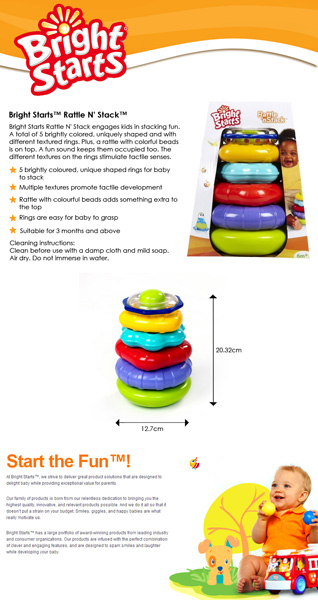 Bright Starts  Igračka za bebe - Šarena i zveckava dindolina - detalj