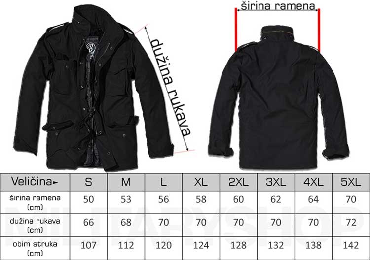 Jakna Brandit Vijetnamka M-65 classic crna veličina L m-65 classic black L - detalj