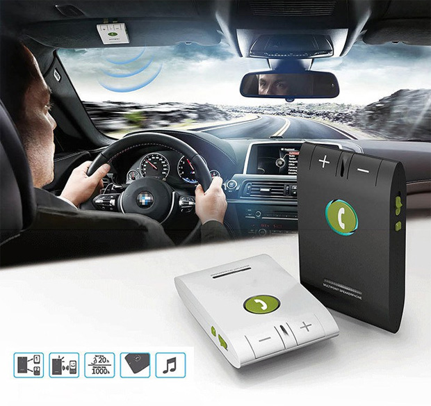 Bluetooth bežični handsfree set za automobil 6E Crni - detalj