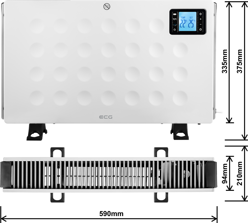 Konvektorska grejalica ECG TK 2080 DR White - detalj