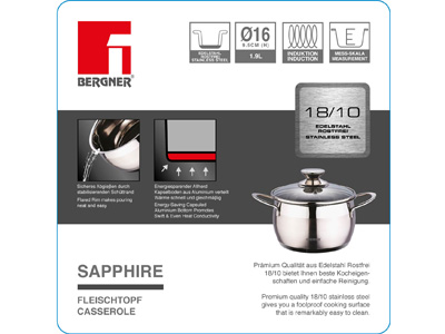 Bergner Šerpa sa poklopcem 1.9l Sapphire BG-6277 - detalj