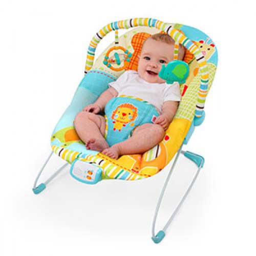 Bright Starts Ležaljka za bebe sa vibracijom i pesmicama Vesela džungla - detalj