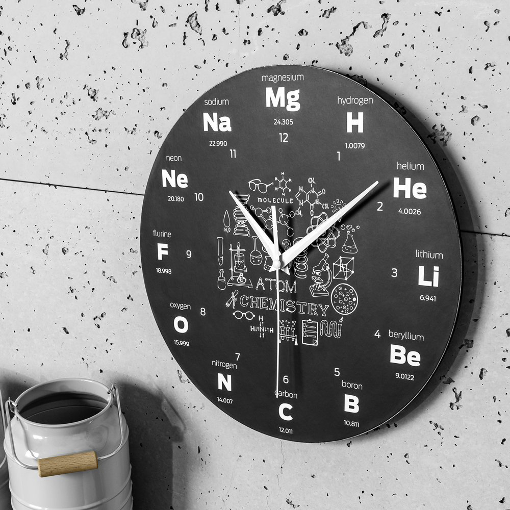 Zidni sat sa hemijskim elementima - detalj