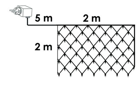 Novogodišnje Lampice Mreža Za Spoljnu ili Unutrašnju Upotrebu 2 x 2 m KDL 137 - detalj