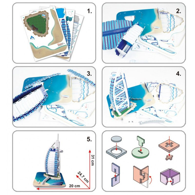CUBIC FUN Burj Al Arab UAE Maketa 3D Puzzle P179 - detalj