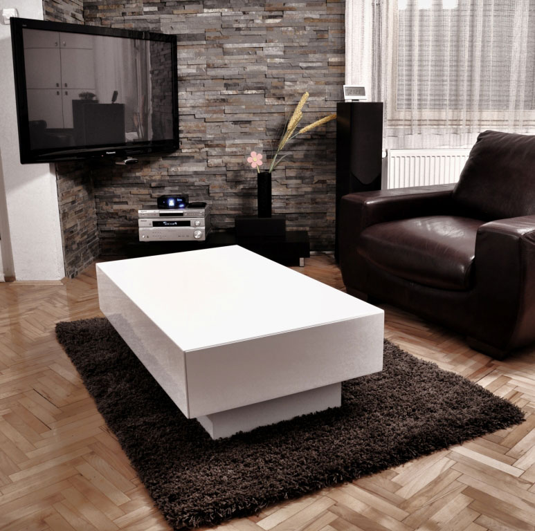 Klub Sto Maxx 80 x 80 x 35 cm Sa Jednom Fiokom White - detalj