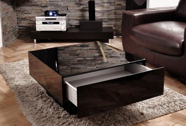 Klub Sto Maxx 80 x 80 x 35 cm Sa Jednom Fiokom Black - detalj