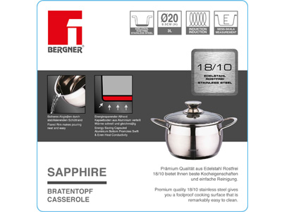 Bergner Šerpa sa poklopcem 3l Sapphire BG-6278 - detalj