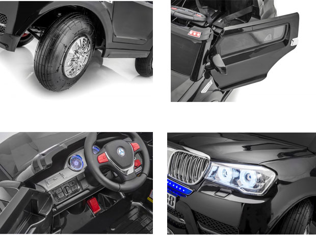 Automobil na akumulator Dodž crni - detalj