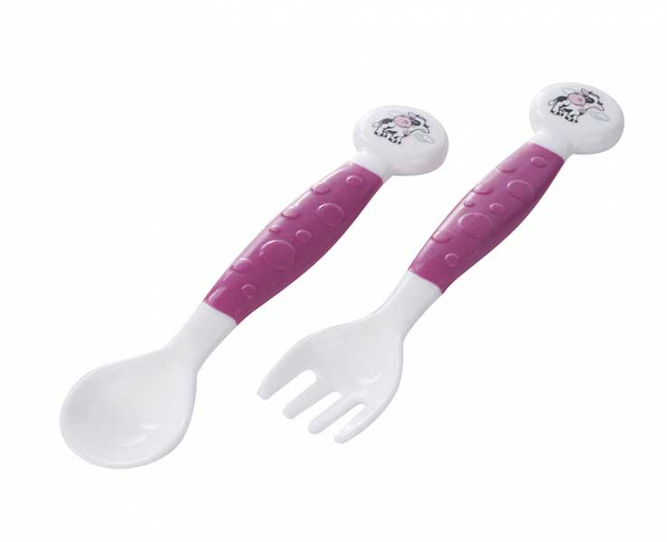 Canpol Set fleksibilnog pribora za jelo za decu - kašika i viljuška Kravica 56/580 - detalj