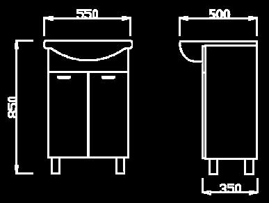 Kupatilski set Klasik sa umivaonikom, ogledalom i ormarom sa korpom - detalj