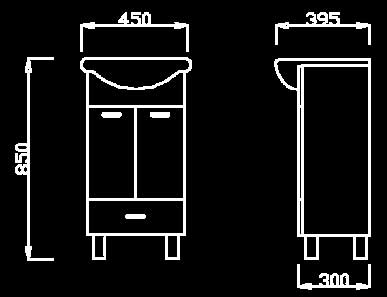 Kupatilski set Klasik sa umivaonikom, ogledalom i duplim ormarom - detalj
