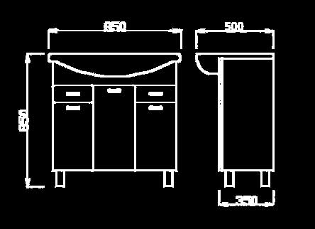 Kupatilski set Klasik sa umivaonikom, ogledalom i ormarićem - detalj