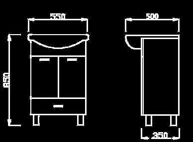 Kupatilski set Lux sa umivaonikom, ogledalom i ormarićem - detalj