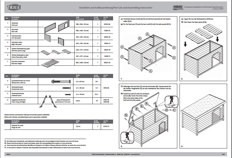 Kućica Za Pse Sa Ravnim Krovom Trixie Natura M-L - detalj