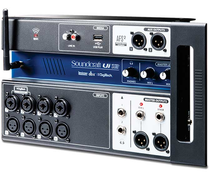 Digitalna 12-kanalna mikseta sa daljinskom kontrolom Soundcraft Ui12 - detalj