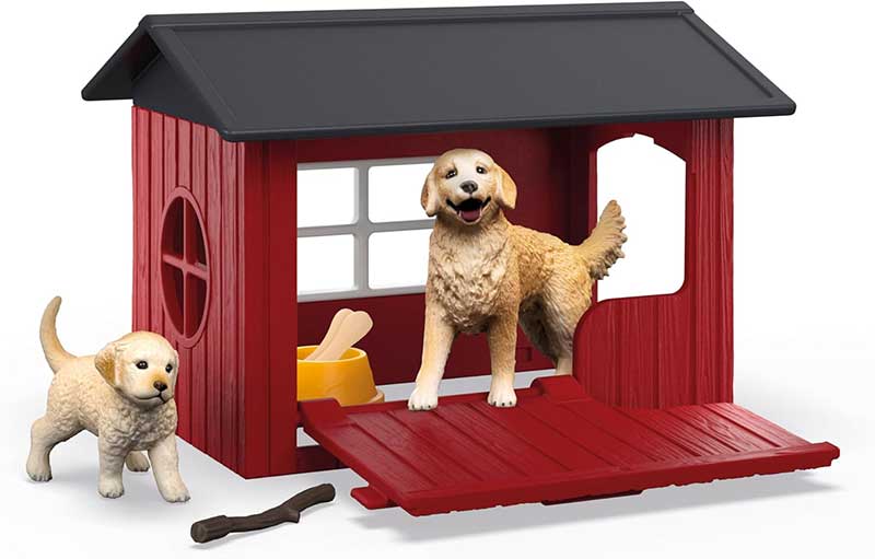 Schleich® Figurice Domaće životinje Zlatni retriveri i kućica za pse 42722 - detalj