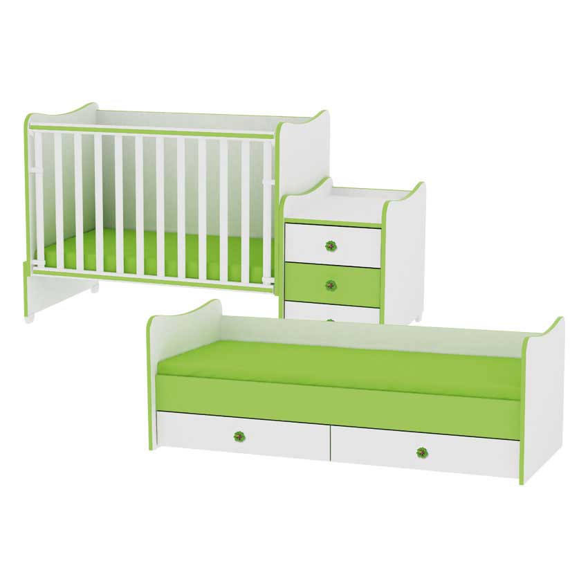 Lorelli Drveni krevetac za bebe 3u1 Maxi Plus White Oak 10150300029 - detalj