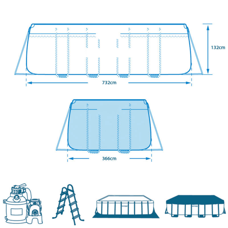 INTEX ULTRA FRAME BAZEN 732 x 366 x 132 cm Komplet - detalj