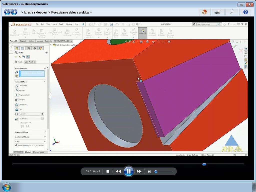 Multimedijalni kurs Solidworks - detalj