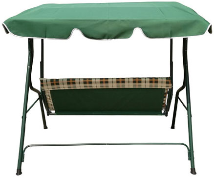 Baštenska Ljuljaška Trosed - Karirano Sedište i Naslon, Zelena Tenda - detalj