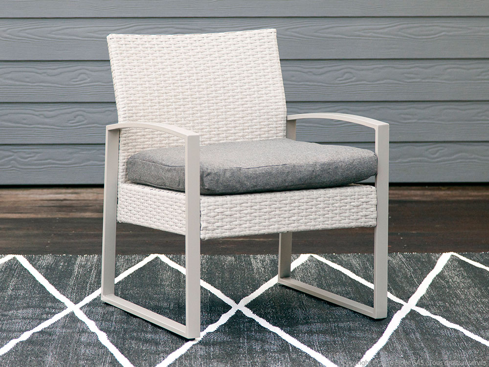 Baštenska Salon Garnitura - 2 Fotelje, Dvosed i Sto Sa Staklom - Metal - Petan - detalj