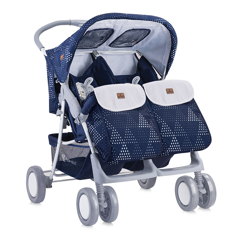 Kolica za blizance sa opremom Lorelli Twin Dark Blue Friends 10020071712 - detalj