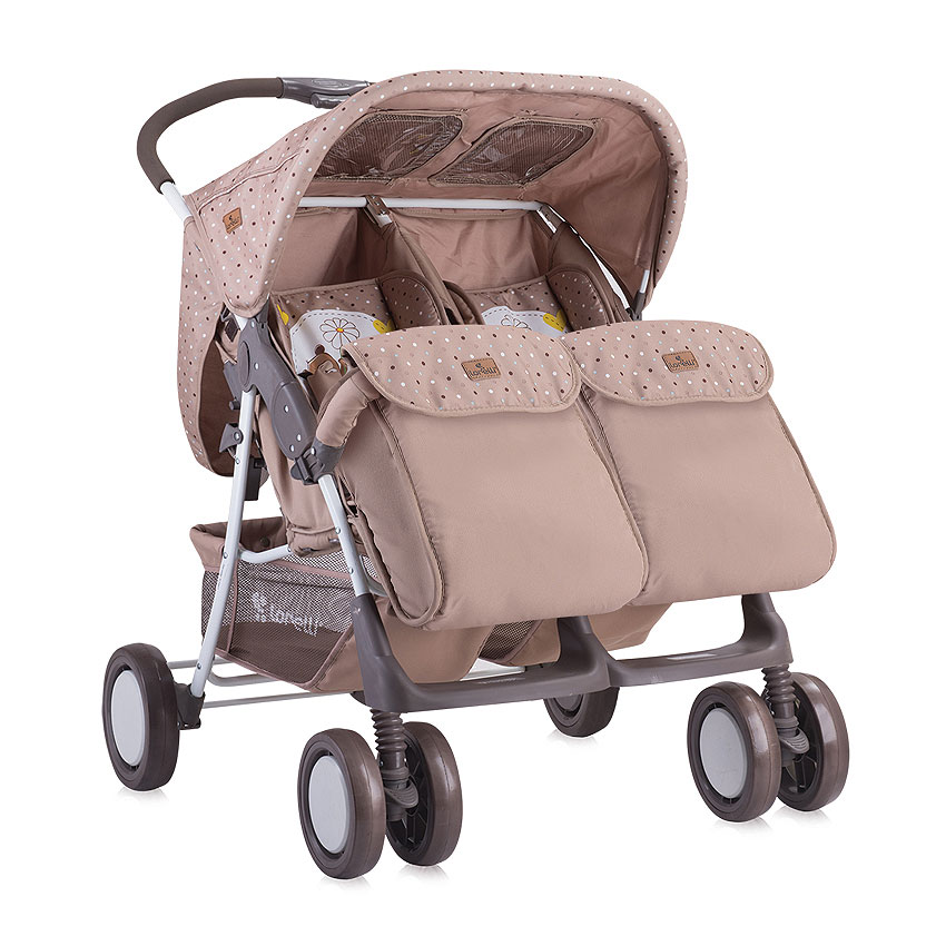 Kolica za blizance sa opremom Lorelli Twin Beige Daisy Bears 10020071730 - detalj