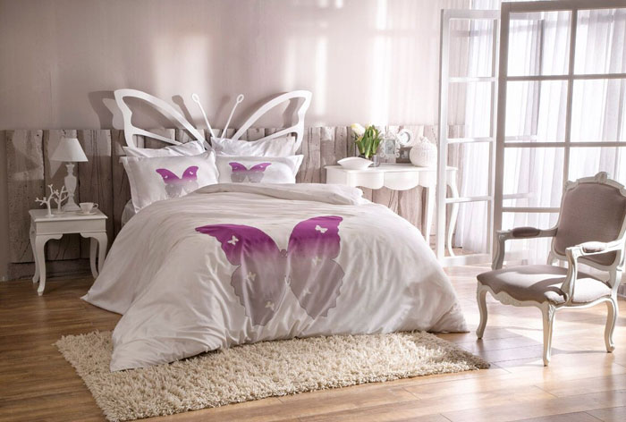 Fluorescentna saten dupla posteljina koja sija u mraku Glow in dark V1 Lila - detalj