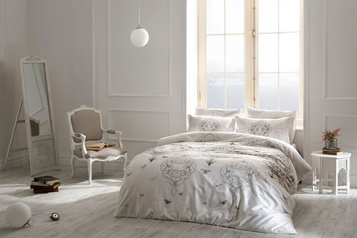 Fluorescentna saten dupla posteljina koja sija u mraku Ruby V2 Gri - detalj