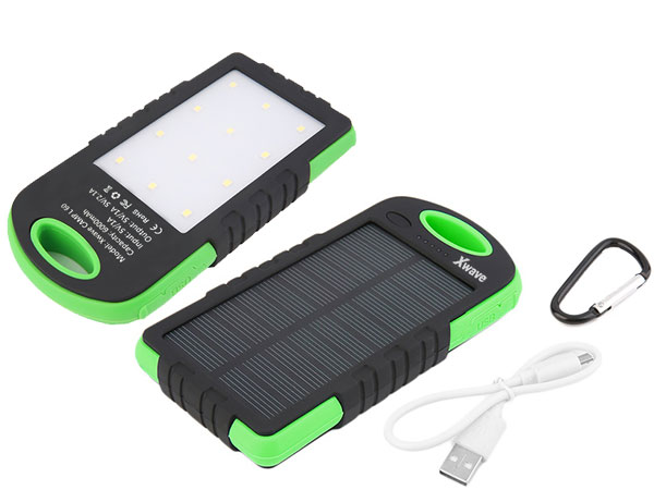 Dodatna solarna baterija za mobilne uređaje sa LED lampom 6000mAh Xwave Camp L 60 green - detalj